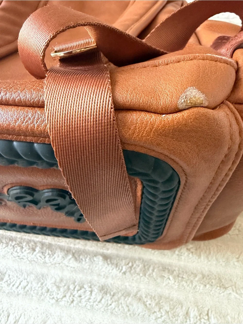 Itzy Ritzy Tan Vegan Leather Backpack Diaper Bag
